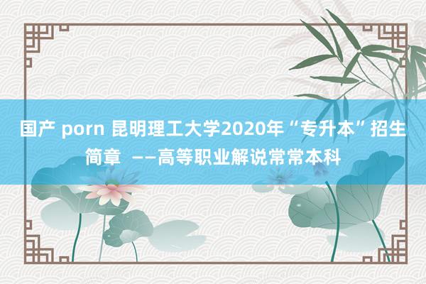 国产 porn 昆明理工大学2020年“专升本”招生简章  ——高等职业解说常常本科